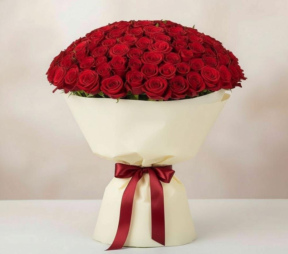 Букет 101 Красная роза Милано в Беловское