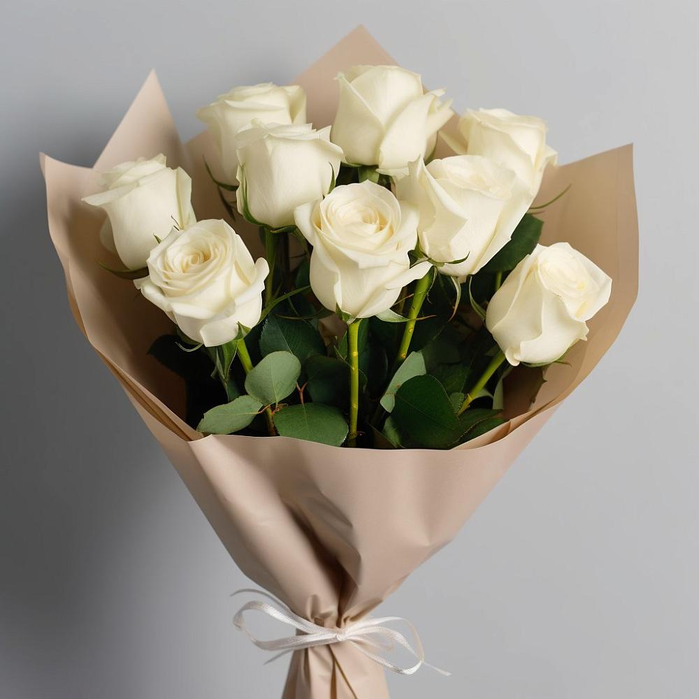 Букет 9 Белых роз Эдлесс Лав в Беловское