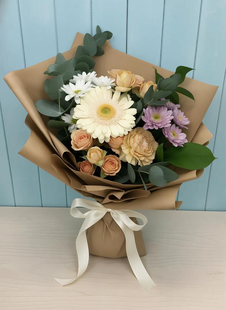 Букет цветов из: Герберы и Хризантемы в Беловское
