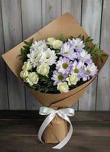 Букет цветов из:  Хризантемы и Розы в Беловское