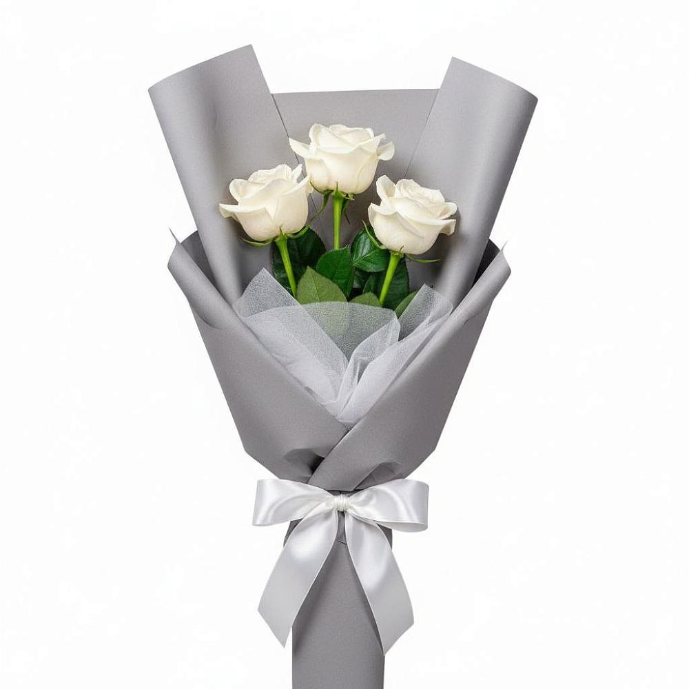 Букет 3 белые розы в Беловское