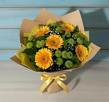 Букет цветов из:  Герберы и Хризантемы в Беловское