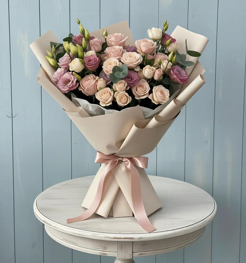 Букет цветов из: Розы и Лизиантусы в Беловское