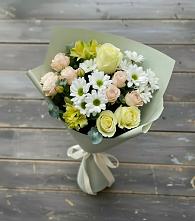 Букет цветов из:  Альстромерии, Розы и Хризантемы в Беловское
