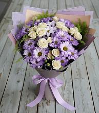 Букет цветов из:  Хризантемы и Розы в Беловское