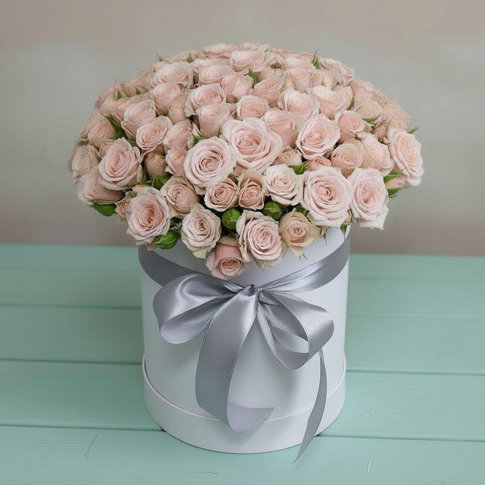 Цветочная композиция из Розы в шляпной коробке в Беловское